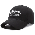 Classic black baseball cap with white Chicmaster embroidery and structured six-panel design - Adjustable / Black