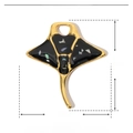 Technical dimensions of stingray pendant with enamel and shell on stainless steel - YE678-Stingray Manta Ray Shape