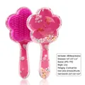 Pink heart-shaped detangling hairbrushes set for kids with flamingo graphic and color beads - Flower Shape Flamingo Pink