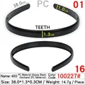 Glossy black plastic headband with anti-slip teeth and technical measurements - 4003 Glossy Black - PC