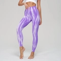 Seamless high-waisted yoga leggings in purple and white tie-dye print for fitness - Purple