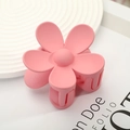 Minimalist matte pink flower hair claw clip for women's daily hair styling - 7.2*7.2*4.1 / Pink