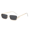 Chic gold semi-rimless square sunglasses with dark grey lenses for a retro street look - Gold Frame Black Grey