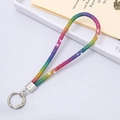 Rainbow gradient rhinestone phone strap with silver ring clasp in a luxury finish - 6mm Rhinestone Spring Ring Charm - Colorful (K3453)