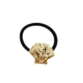 Zwarte haarband met gouden onregelmatige schelp metalen bedel, trendy paardenstaart houder. - Schelp Stijl 2