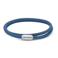Navy blue double-wrap braided cord necklace with cylindrical magnetic metal clasp - Teal