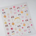 TL-307 5D embossed nail art stickers with pink lion dance and flower relief designs - 5D New Year Embossed Style (TL-307)
