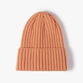Winter pointed knitted beanie for women in soft peach pink rib knit style - Orange Red (20B119B)