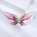 Elegant gold butterfly brooch with pink and purple gradient wings and white rhinestones - Style 43/Pink Purple Gradient Vein