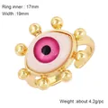 Pink evil eye ring in copper gold plating with 17mm inner diameter for parties - Pink - Beaded Eye