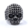 Gothic schedelring in vintage zilver en zwart met gedetailleerde metalen gravures - 02104 (antieke Afwerking) / Maat 7