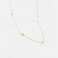 Minimalist S925 sterling silver gold necklace with three sparkling round zircons - Letter Q / 925 Sterling Silver Plated With 18k Gold