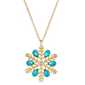 Collana a fiocco di neve dorata con cristalli blu a goccia e pietre di zircone - Oro KC (5779)
