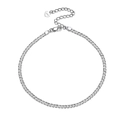 Elegant S925 sterling silver cuban link anklet with heart pendant and lobster clasp - 2.5mm x 21.5+5cm / Silver