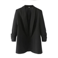 Detailopname van het maat S label op een professionele zwarte dames blazer - S / Tops / Zwart