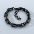 Detail of black industrial chain bracelet with lobster clasp and adjustable extension link - Black (KB205981-ZCG)