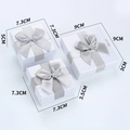 White rhombic texture jewelry gift boxes with grey bows in three assorted sizes - 7*7*5cm / Grey and White