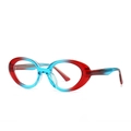 Occhiali da sole cat-eye retrò con montatura sfumata rossa e blu in design moderno - C10 Rosso Blu Sfumato Lenti Trasparenti