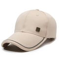 Beige Baumwoll-Baseballkappe mit China-Metallabzeichen und Kontrastrandverzierung - Verstellbar / Khaki