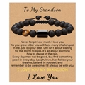 Bracciale di perle occhio di tigre su cartoncino regalo To My Grandson per nipote - Per Mio Nipote