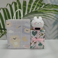 Cute white bunny smart digital alarm clock and night light in a milk theme gift set - Shy Rabbit (Pink) + Bear Bag + Couple Wrap