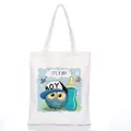 White canvas tote bag featuring blue cartoon owl with 'IT'S A BOY!' gift print - Style C14 / No Zipper No Inner Pocket