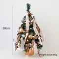 60cm mini Christmas tree with gold ornaments, pine cones and warm LED lights, weight 900g - 60cm White Frosted Mini Tree Decor Set With LED String