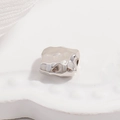 S925 sterling silver square hammered irregular bead for retro baroque style jewelry making - Large 10mm / White Gold
