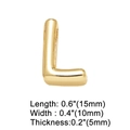 Macro detail of gold puffed letter L pendant with precise dimensions 15mm by 10mm - Letter L