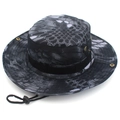 Outdoor tactical boonie hat in dark grey蟒 pattern camouflage with adjustable chin strap - One Size L (58-60cm) / Black Python Camo
