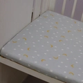 Baby fitted sheet in light blue with cartoon star and moon patterns for crib mattress - Grey Five-pointed Star / 140*70cm