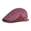 Boina rojo burdeos con flores de encaje, textura de rosas y hebilla de metal ajustable - Burdeos
