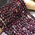Deep red garnet gemstone beaded necklace with polished irregular oval stones for women - Garnet
