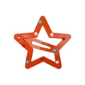 Detailed close-up of orange star-shaped hair clip with colorful polka dot pattern - Style 21-Orange with Polka Dots
