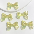Set of 5 iridescent yellow-green ribbon bow beads for DIY crafts and accessories - 1 Bead / Glowing Glitter Light Yellow