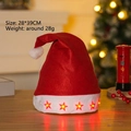 Red LED Christmas hat with glowing stars and white plush trim in a festive setting - Non-woven LED Red Stars Christmas Hat