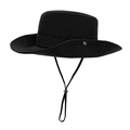 Men's outdoor sun hat with wide brim, adjustable wind cord and waterproof black fabric - 58cm / Black
