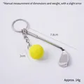 Mini metal golf club and yellow ball keychain charm with silver finish 7.8cm length - Fluorescent Yellow Golf Ball + Club