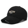 Berretto da baseball in pile nero con ricamo Boston 1980 per uno stile caldo autunnale - Regolabile / Nero
