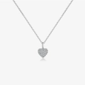 Elegant s925 silver heart necklace with shimmering zircon stones on a white background - Platinum
