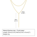 Golden Y-shaped layered necklace in stainless steel with 8cm drop pendant details - 1574-Double Layer Tassel Y-Shape