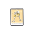 Enamel tarot card brooch with champagne glass design and Champagne Problems text - Champagne Problems(QHXZ2150)
