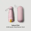 Compact cherry pink 6-rib mini umbrella with UPF50+ sun protection and matching hard case - Eyeglass Case / 6 Ribs / Light Pink