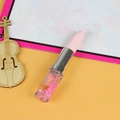 Pink lipstick shaped liquid glitter pen with heart sequins and starry sand filling - Rice Pink