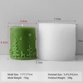 Silicone candle mold with reindeer relief and green finished candle with size markings - Christmas Cylinder H-0093