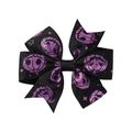 Halloween black hair bow with purple pumpkin ghost prints for kids gothic hair accessory - Black Purple Pumpkin Star (4)