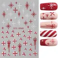 Weihnachts-Nagelaufkleber STZ-X060 mit roten Glitzer-Schneeflocken und Süßigkeitenmuster - STZ-X060 Weihnachten Schneeflocke Rot