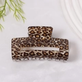 Pince à cheveux rectangulaire en acétate imprimé léopard avec design évidé élégant - Léopard Classique Marron Noir Or (D6-2-19)