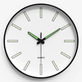 Luminous silent quartz wall clock 14 inch with white dial and glow hands for bedroom - 12 Inch / Scale Line White Dial Black Frame