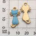 Blue cat alloy pendant with gold plating and drip oil finish for jewelry making - Blue Cat Back View (9927)